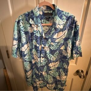 Crown & Ivy Blue Leaf Print Casual Shirt